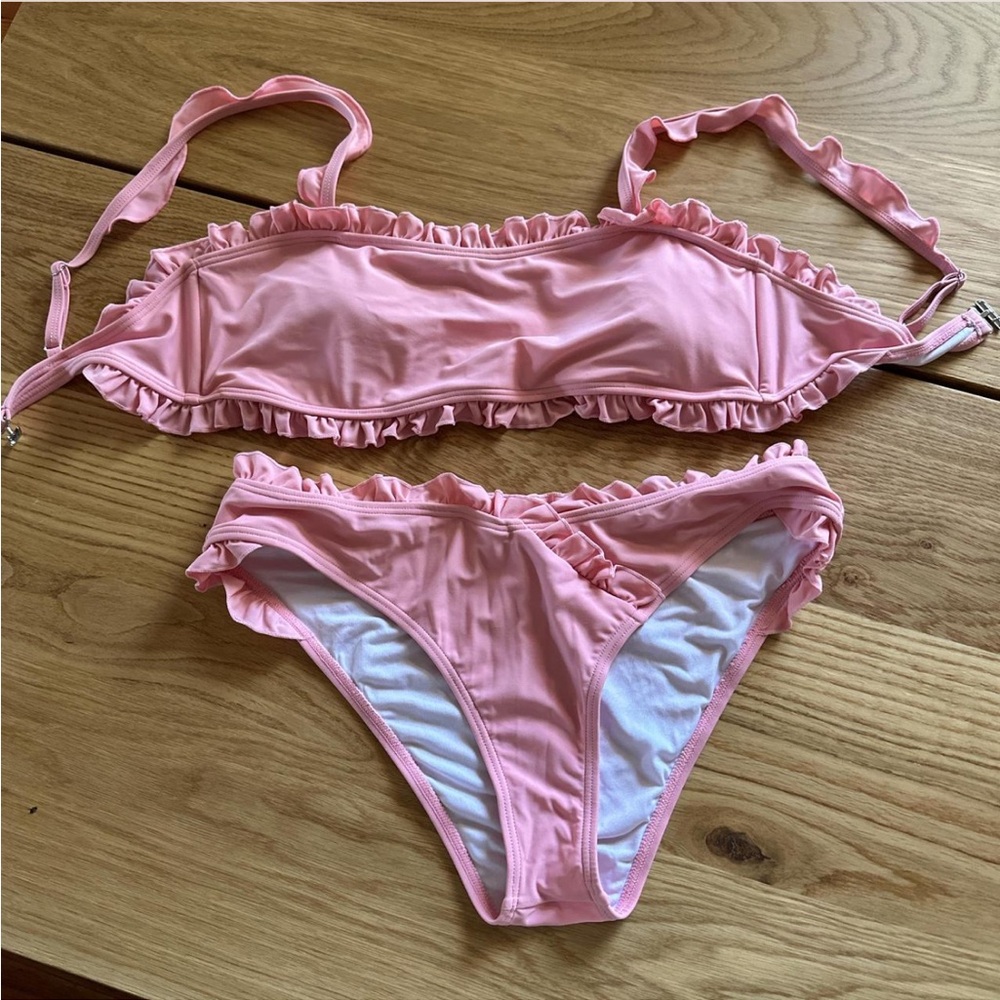 Pink Lily Ruffled Pink Bikini